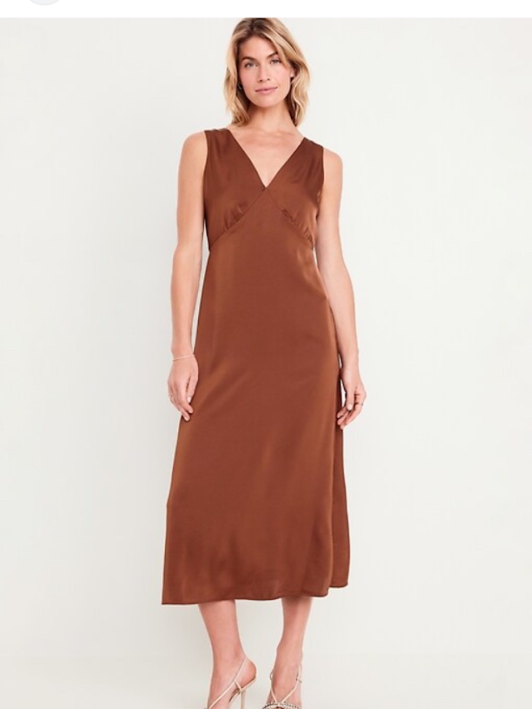Nwt Sleeveless Satin Midi Slip Dress, Sz M